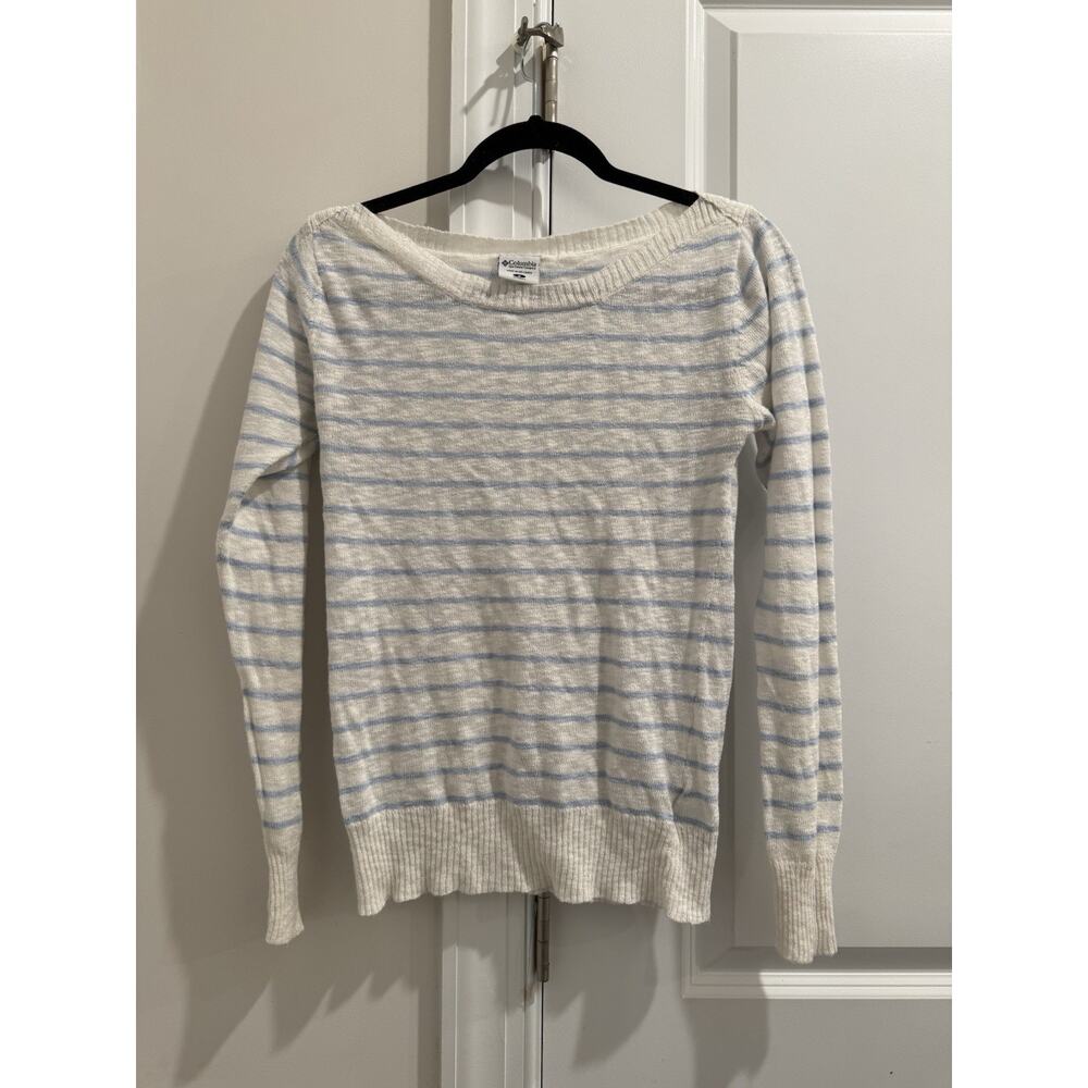 Colombia Women’s Stripes Long Sleeve Sweater Size S Blue And White